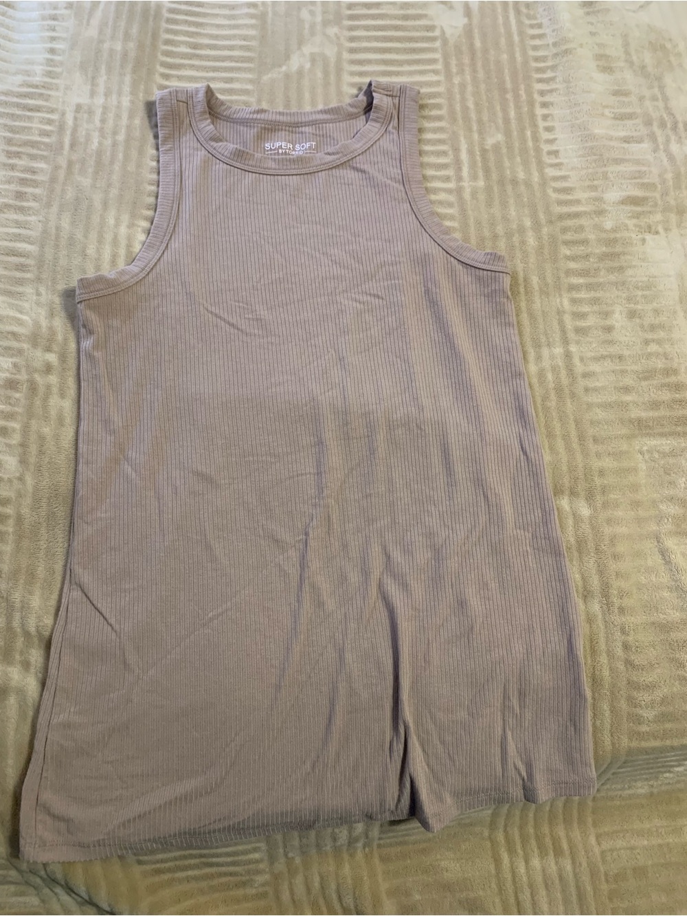 torrid Ribbed Tank Romper in Taupe